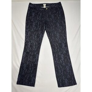 Cache Blue With Black Lace Bootcut Dressy Pants Trousers Womens size 6